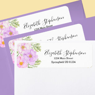 Jolies étiquettes d'adresse de retour florales ros