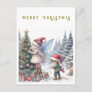 Jolies fées de Noël Carte de vœux de fêtes