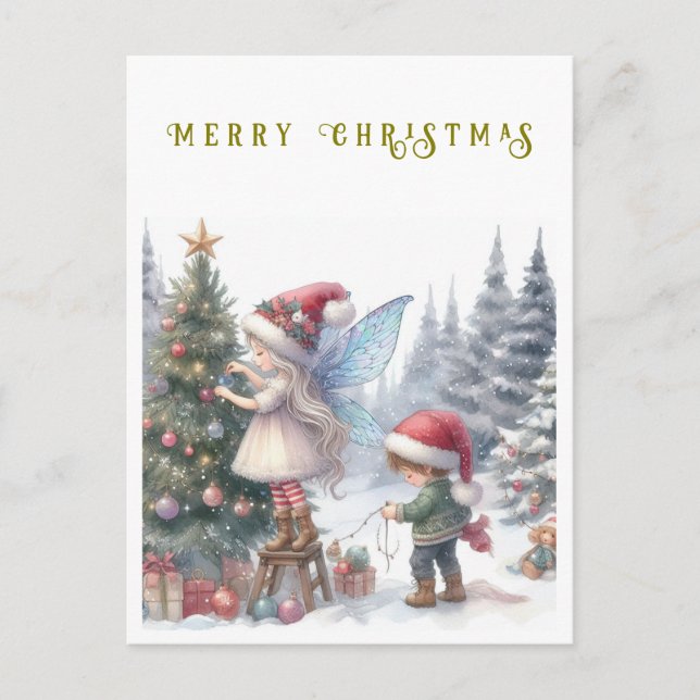 Jolies fées de Noël Carte de vœux de fêtes (Devant)