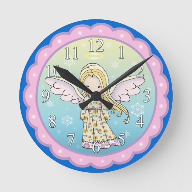 Jolies Filles Anges Horloge Murale (Recto)