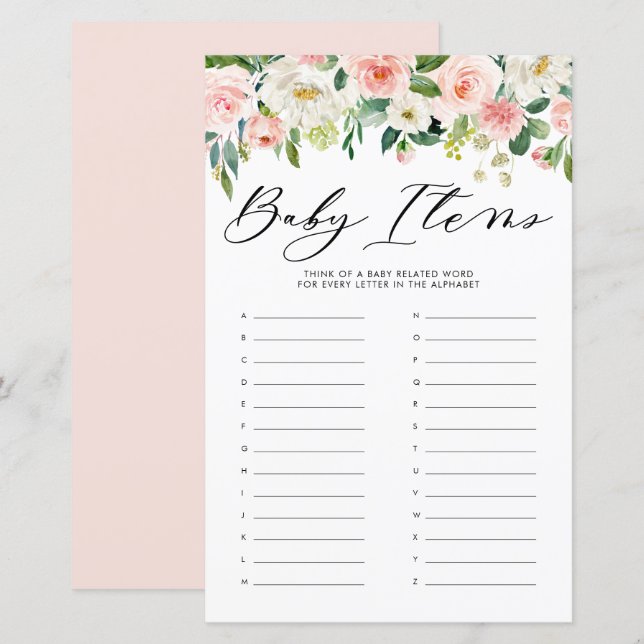 Jolies fleurs Baby Items Baby shower Jeu (Devant / Derrière)