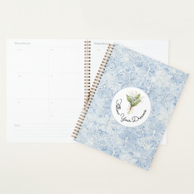 Jolies Fleurs Blanches Bleues Suivez Vos Rêves (Devant avec enveloppe)