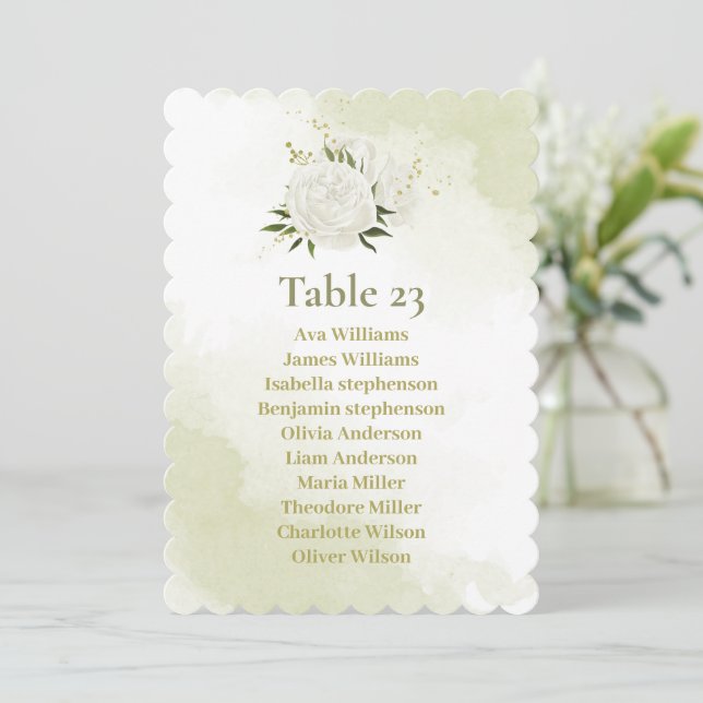 jolies fleurs blanches carte de plan de table avec (Debout devant)