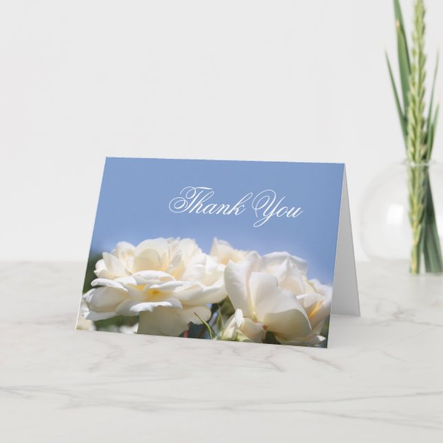 jolies fleurs blanches de rose merci cartes (Devant)