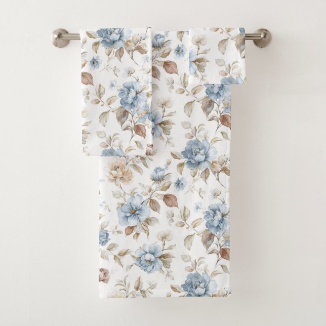 Jolies Fleurs Bleues Crème Beige Marron (En situation)