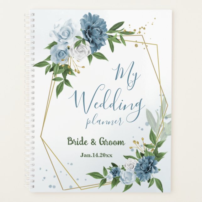 jolies fleurs bleues verdure mariage (Devant)