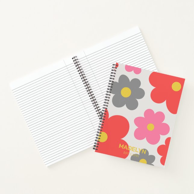 Jolies fleurs Cahier à spirale à personnaliser rou (Intérieur)
