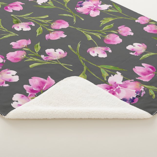 Jolies fleurs d'aquarelle sur couverture Sherpa gr (3/4)