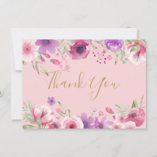 Jolies Fleurs de Prairie Or Écriture Merci