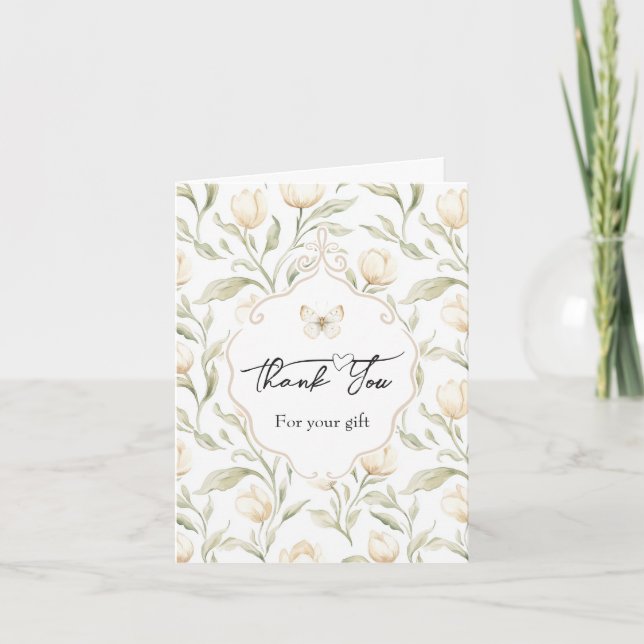 Jolies Fleurs de Tulipe Crème Papillon Merci   (Devant)