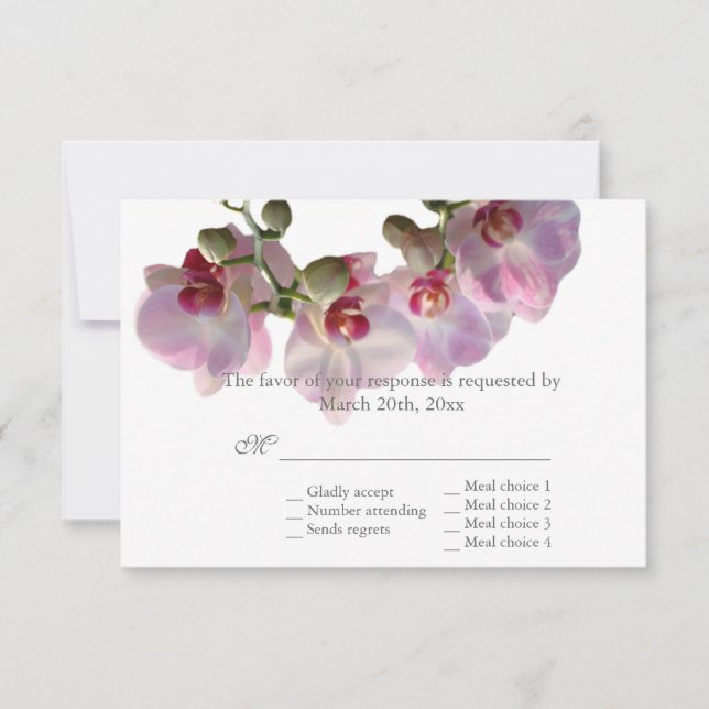 jolies fleurs d'orchidée rose mariage RSVP (Devant)