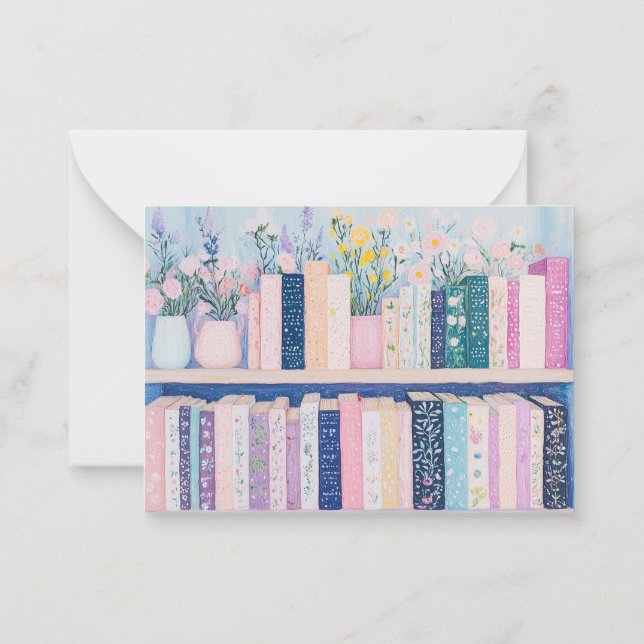 Jolies fleurs et livres Cartes de notes (Dos)