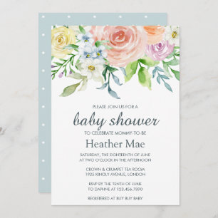 Jolies fleurs Invitation Baby shower
