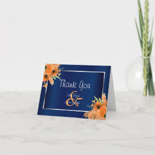 Jolies fleurs orange sur bleu marine - Merci