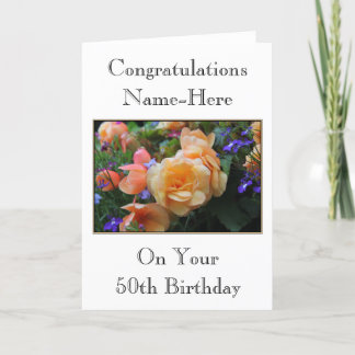 Jolies Fleurs, Personnalisé Nom 50e Carte Annivers