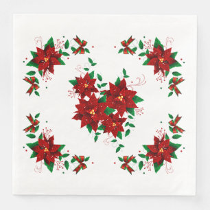 Jolies fleurs rouges de Noël serviettes en papier