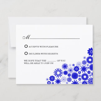Jolies Fleurs Royal Bleu Cartes de Réponse RSVP