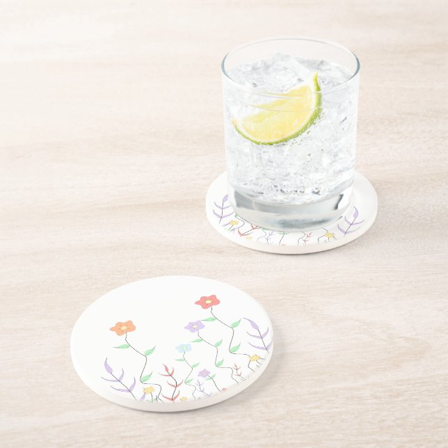 Jolies Fleurs Sauvages Dessous de Verre en Grès (Côté)