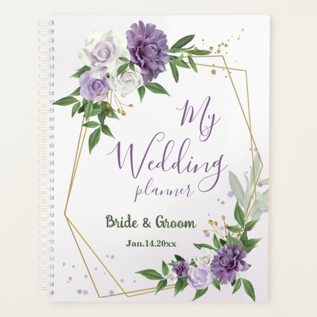 Jolies fleurs violettes verdure planner (Devant)