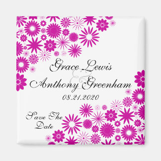 Jolies Florales Fuchsia Économisez La Date Magnet