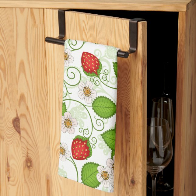 Jolies fraises serviettes de cuisine (Pliage en tiers)