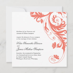 Jolies invitations au mariage de corail