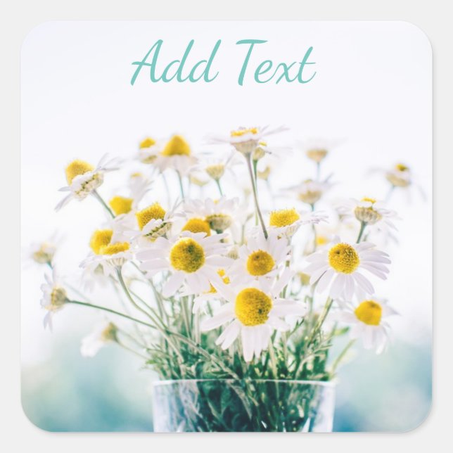 Jolies marguerites dans Vase Stickers Personnalisé (Devant)