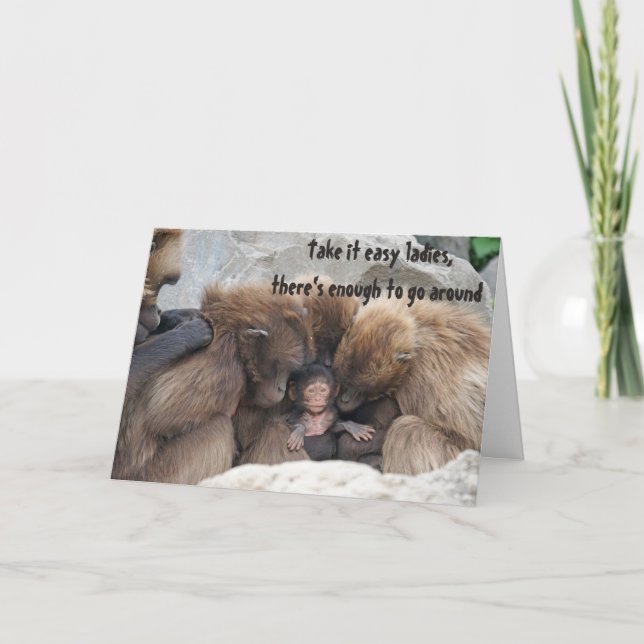Jolies mères singes et bébé animal note carte de v (Devant)