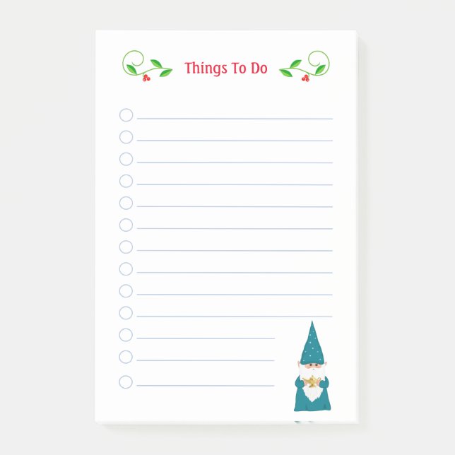 Jolies notes de Noël gnome Choses à faire Post-it (Devant)