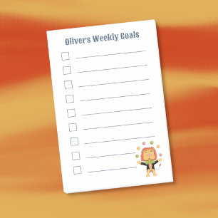 Jolies notes Post-It avec lion jongleur enfant Obj