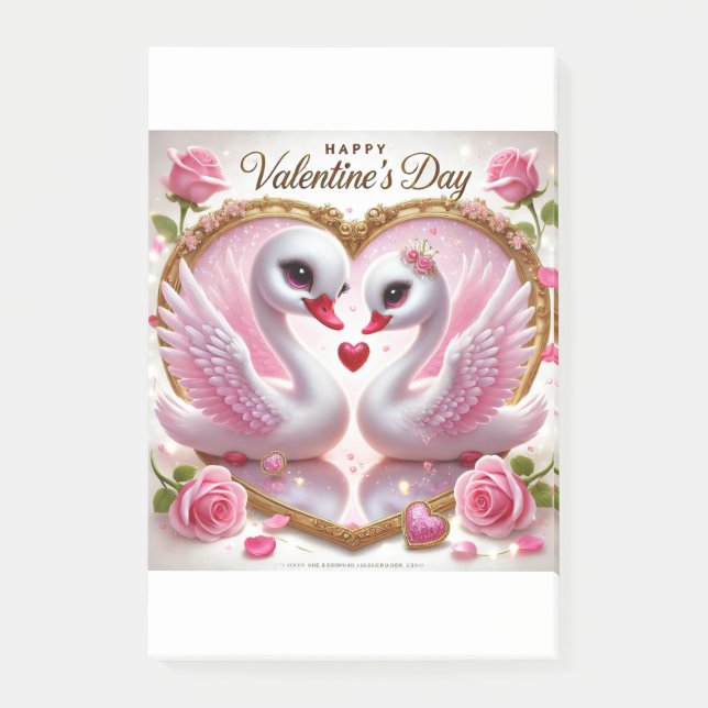 Jolies notes Post-It Rose en forme de cygne pour l (Devant)