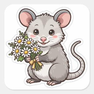 Jolies pâquerettes d'opossum autocollant