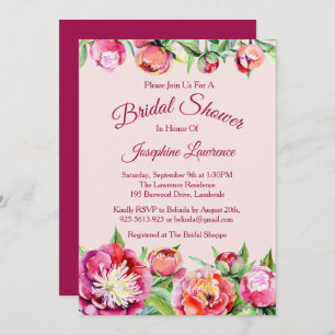 Jolies Peonies Floral Bridal Showches Invitations