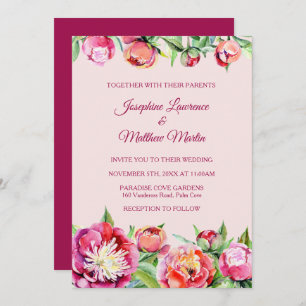 Jolies Peonies Floral Mariage Invitations