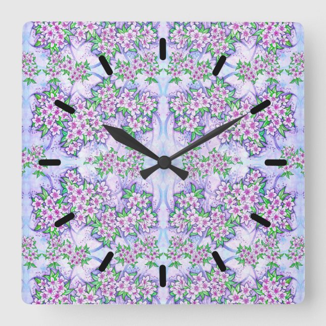 Jolies petites fleurs Horloge murale acrylique (Recto)