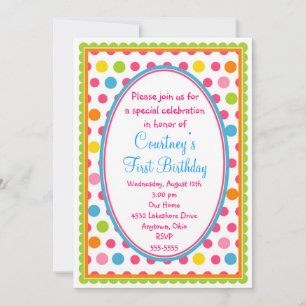 Jolies petites Pois 1er anniversaire Invitations