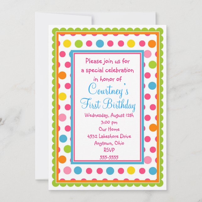 Jolies petites Pois 1er anniversaire Invitations (Devant)
