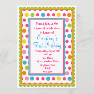 Jolies petites Pois 1er anniversaire Invitations
