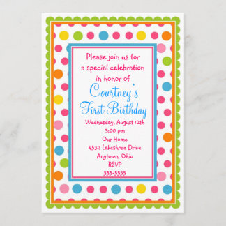 Jolies petites Pois 1er anniversaire Invitations