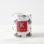 Jolies pinces de vacances personnalisées Mug<br><div class="desc">Un design peint à la main,  avec des arbustes,  des branches,  des cônes de pin et des baies. Facile à customiser avec votre propre monogramme ! Fait un grand cadeau de Noël !</div>
