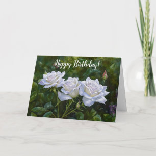 Jolies roses blanches carte d'anniversaire artisti