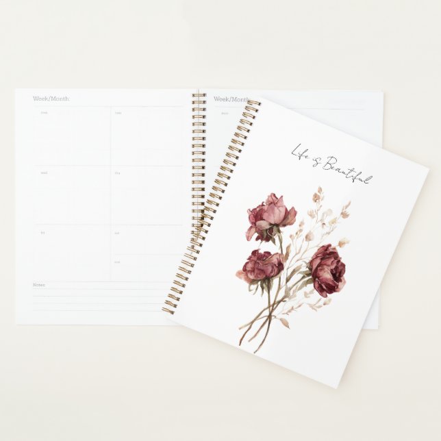Jolies Roses Florales Rouge Bourgogne (Devant avec enveloppe)