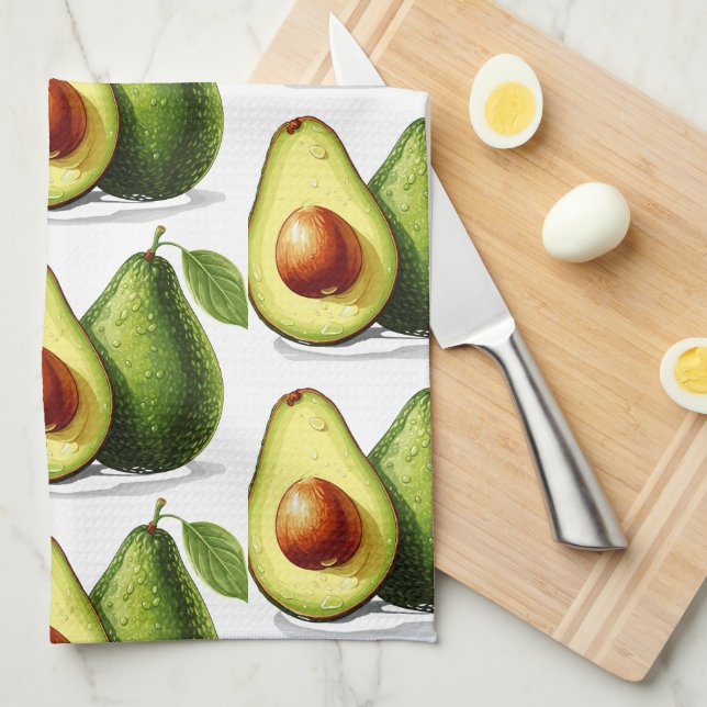 Jolies serviettes de cuisine à l'avocat (Quart Plié)