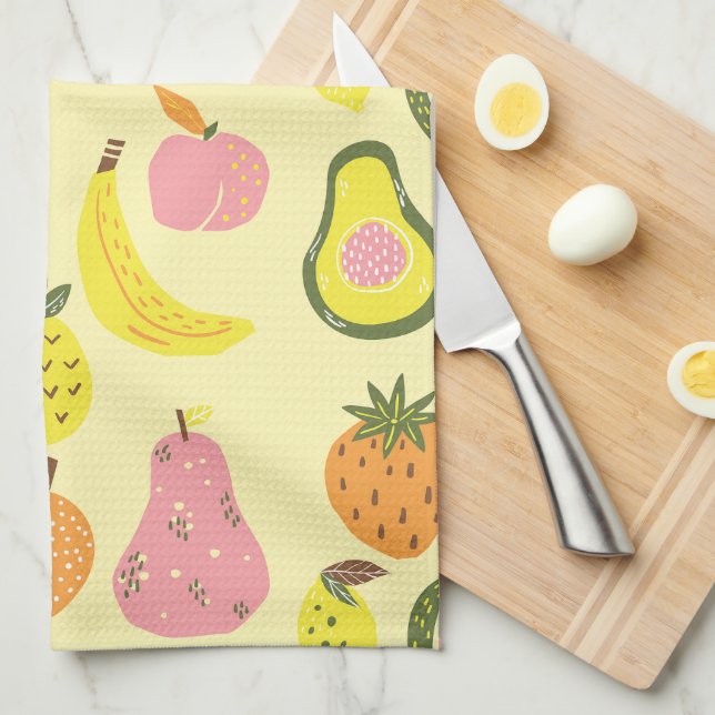 Jolies serviettes de cuisine aux fruits (Quart Plié)