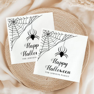 Jolies serviettes en papier araignée noire pour un