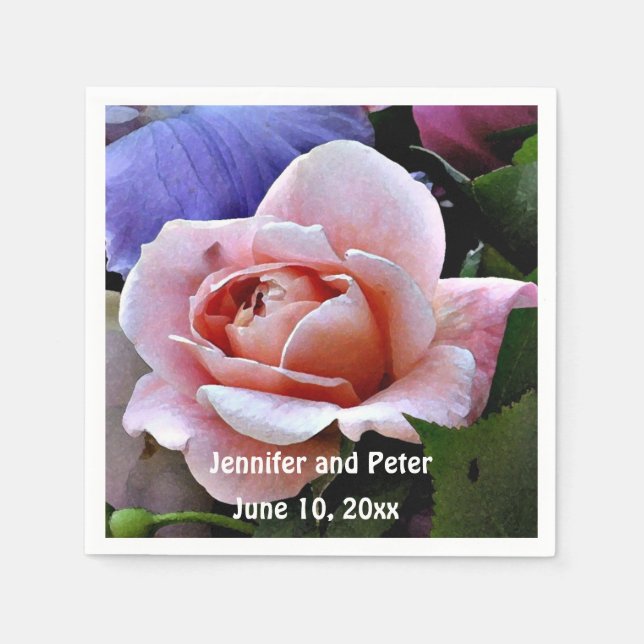Jolies serviettes en papier d'art floral rose (Devant)