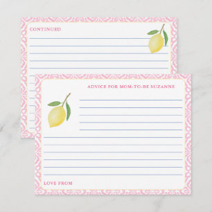 Jolies Tuiles Roses Carte de Conseils pour Baby Sh