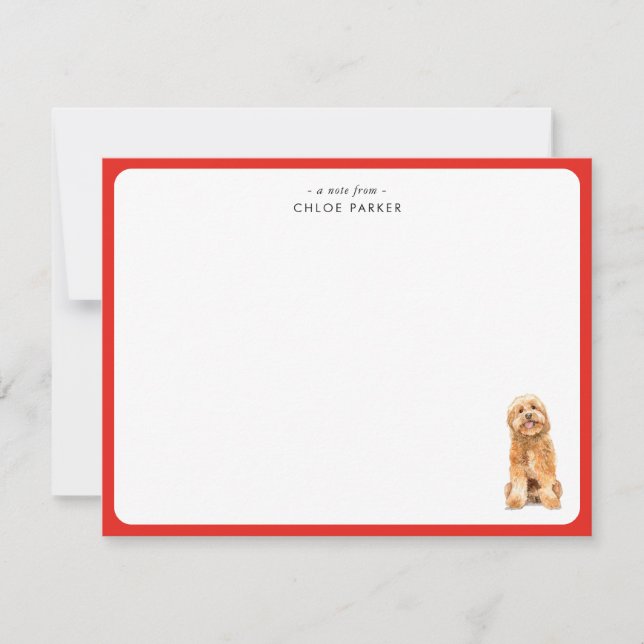 JoliGolden Doodle de Noël Merci avec bordure rouge (Devant)