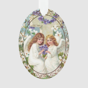 Jolis Anges Avec Croix Et Fleurs