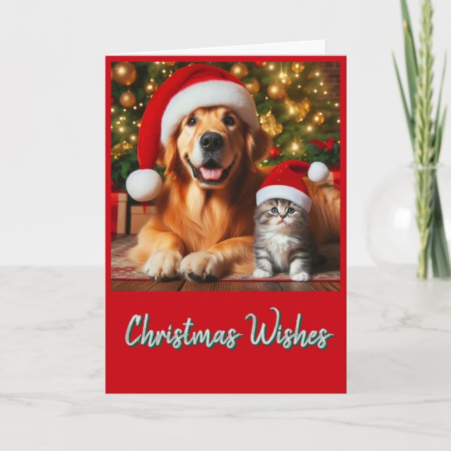 Jolis animaux de Noël  Carte de vœux de fêtes  (Devant)